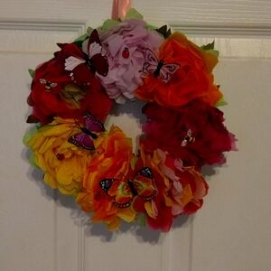 Tissue Paper Not Rated Multicolor Floral Butterfly Wreath